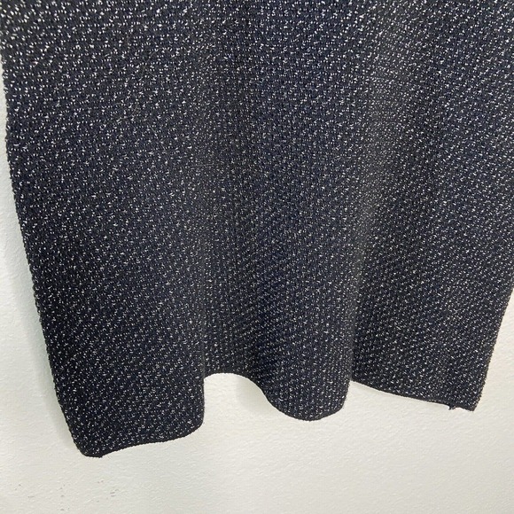 Zara Black Metallic Silver Knit Tweed Long Sleeved Dress Sz S - Picture 6 of 10